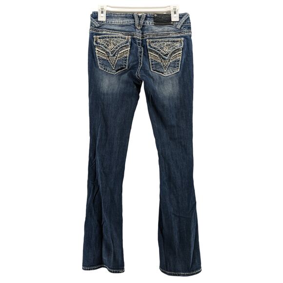 Vigoss Bootcut Jeans 1/2 Blue The New York Slim 29x30 Thick Stitching Bling Dark - Picture 2 of 13
